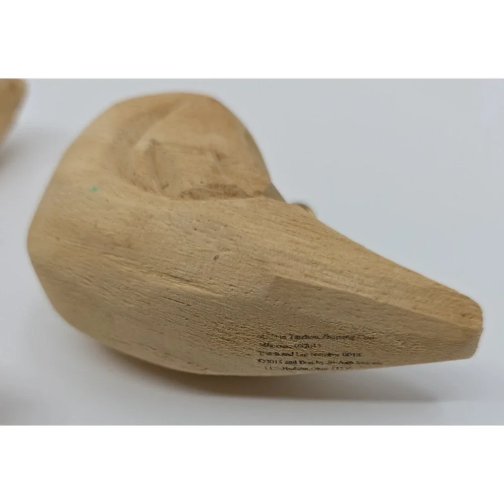 Set of 4 Handmade Vintage Rustic Wooden Partridge Bird Christmas Ornaments